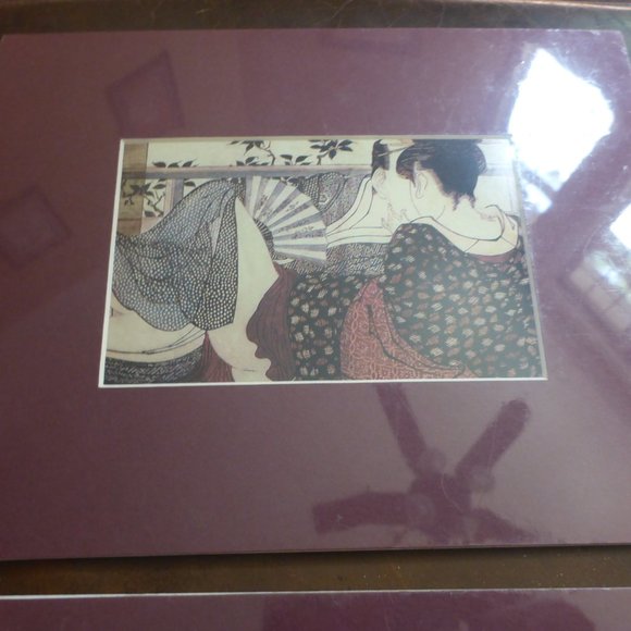 2 Matted Art Prints Kitigawa Utamaro's Lovers - Picture 2 of 4